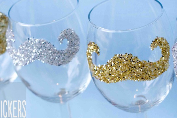 reusable glitter moustache stickers
