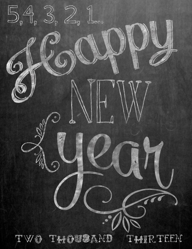happy new year chalkboard printable