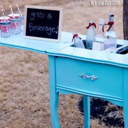 sewing table turned cooler and drink table in a few easy steps