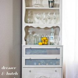 dresser and hutch turned chic bar- this is genious! Create a faux drawer for tall bottle storage, create faux antique detailing, and completely transform ugly items into a gorgeous piece @sweetcsdesigns.com !