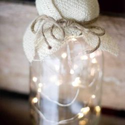 fairy lights in a jar- such a cute touch for an outdoor picnic, party or as wedding favors! And these actually work!