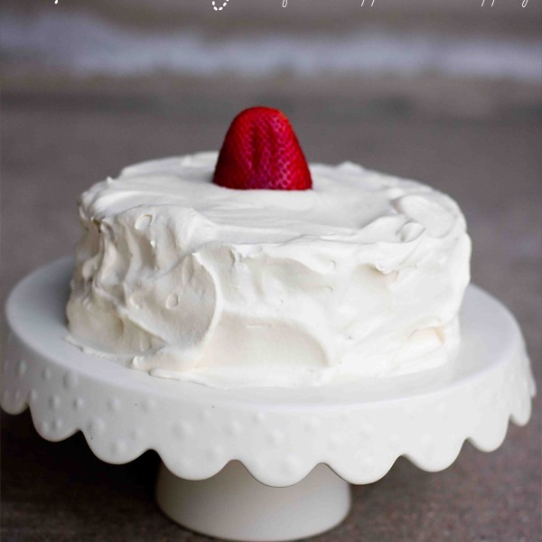 gluten free sponge cake with a fresh whipped cream topping- this is SO delicious and such an easy cake to make!