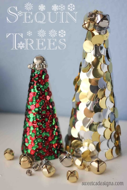 Beautiful and Sparkly DIY Styrofoam Christmas Trees