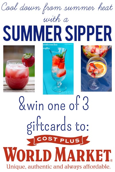 cool down from the summer heat and win one of 3 giftcards to world market to stock up on glassware and delicious beverages! at sweetcsdesigns.com #giveaway #sponsored #summersippers