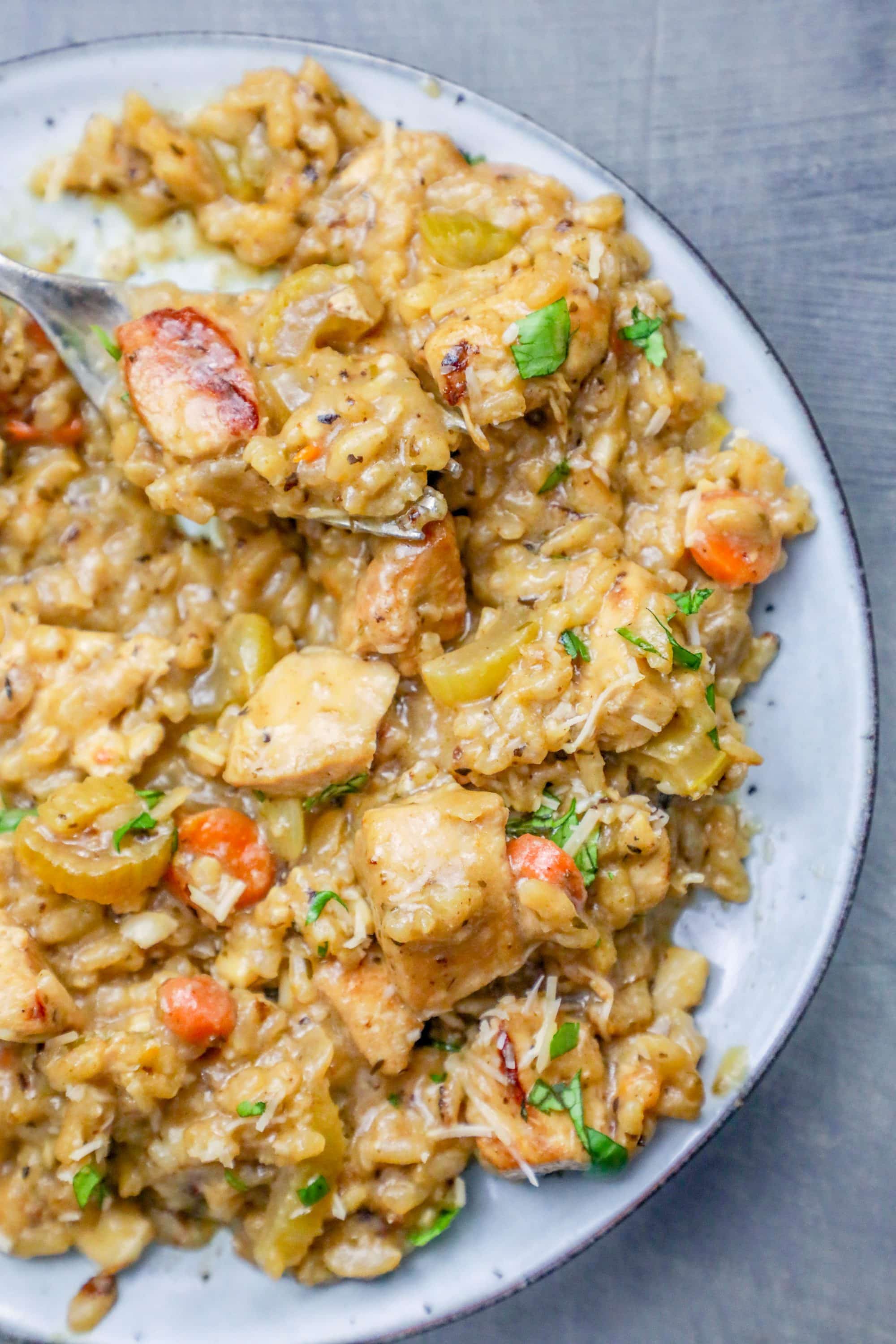 Creamy One Pot Chicken Risotto With Vegetables