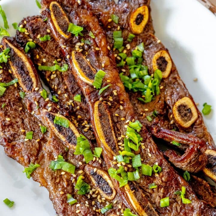 picture of korean grilled flanken ribs on a plate