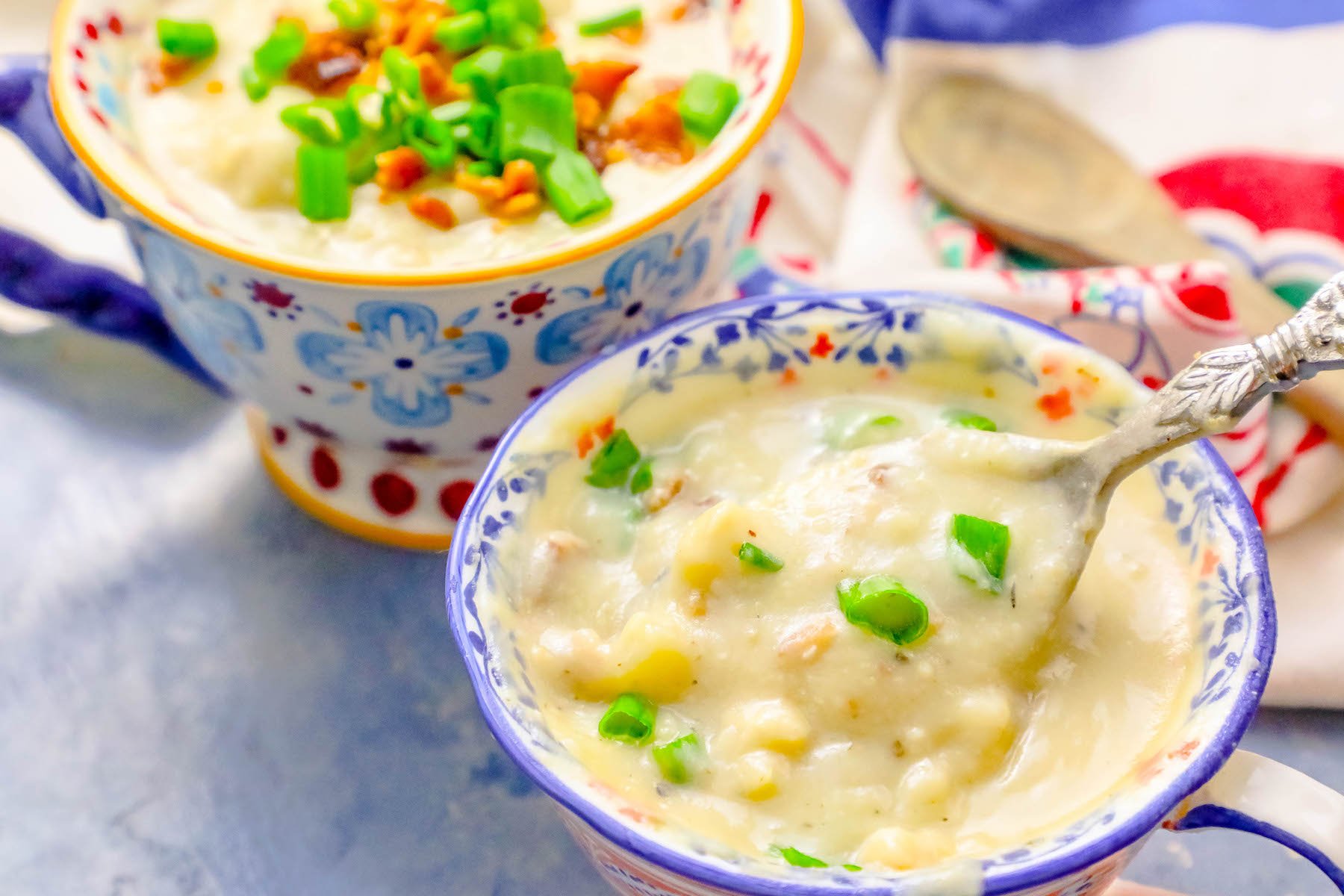 creamy potato soup with green onions