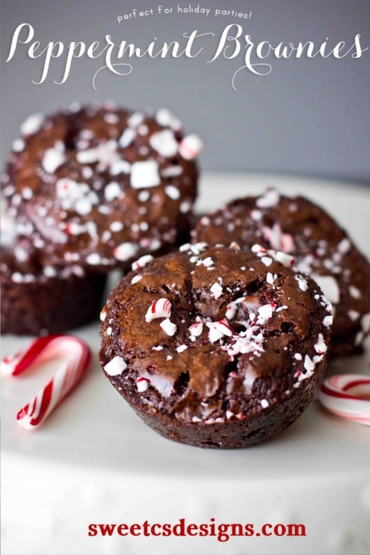 brownie with peppermint candy pieces on top