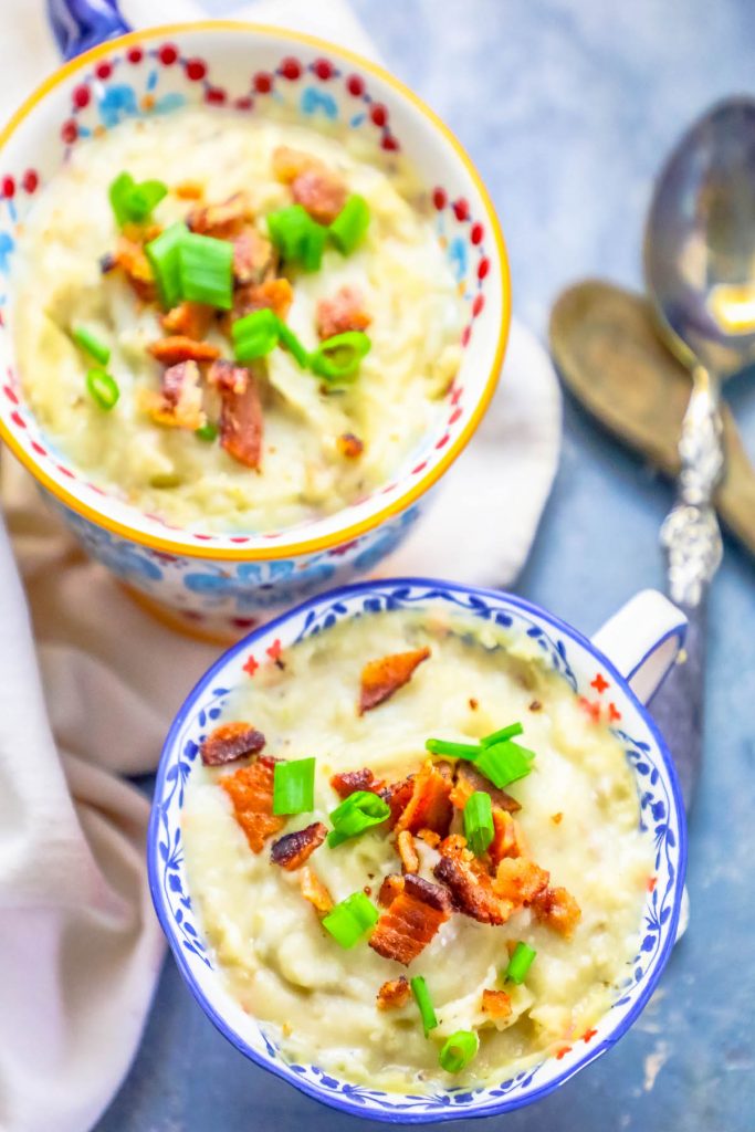 Slow Cooker or Stovetop Easy Loaded Leftover Mashed Potato Soup