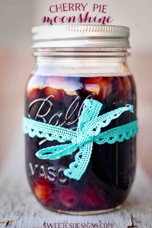 cherry pie moonshine- this is a more delicious and less expensive gift than a bottle of wine!