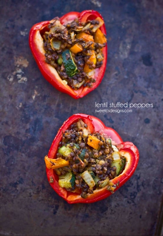 lentil stuffed peppers on a plate picture