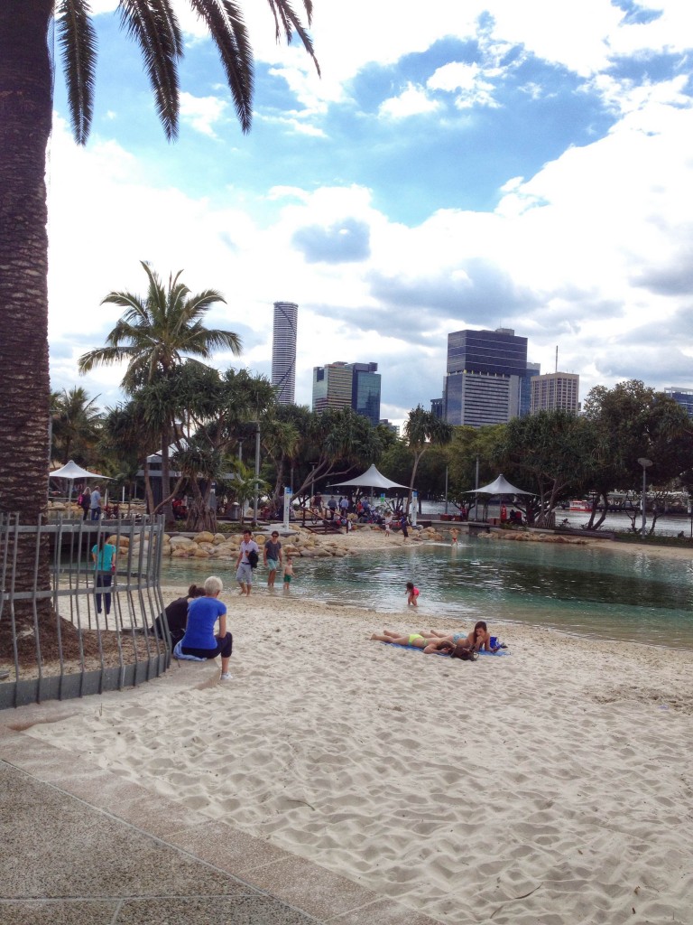 Beach in the middle of the city- Southbank in Brisbane Australia