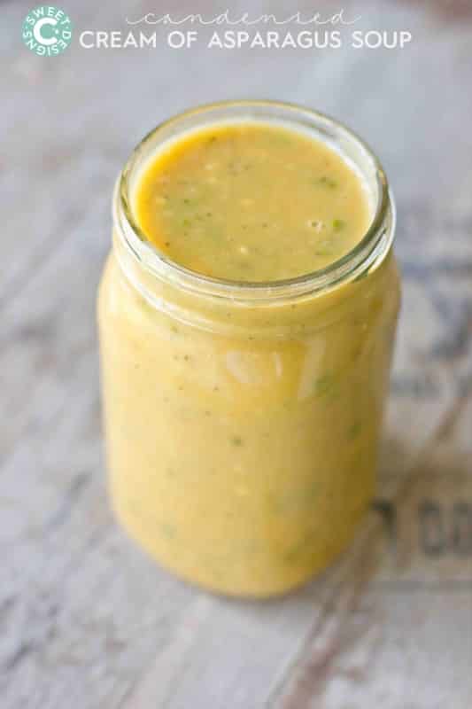 jar of yellow cream of asparagus soup