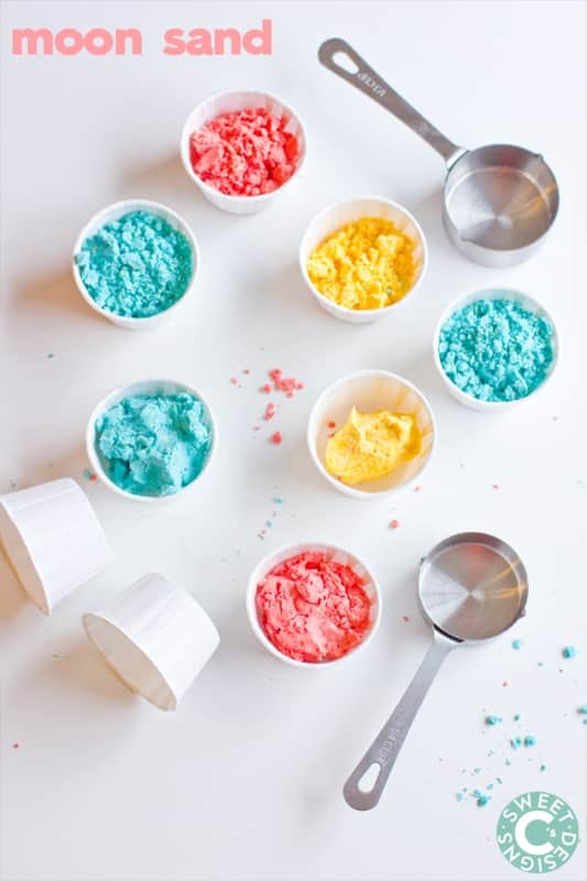 moon sand- this super simple homemade playdough is awesome for kids- soft and pliable!