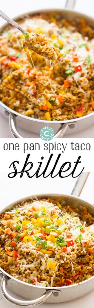 one pan spicy taco skillets- this is so delicious and easy- great in burritos or salad bowls too!