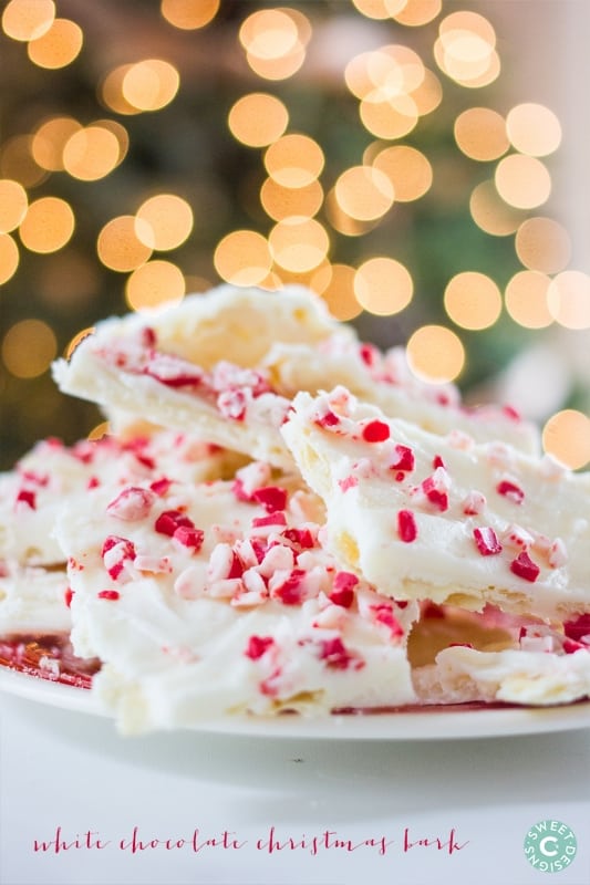 White chocolate peppermint christmas bark- this is so easy and delicious for a perfect salty and sweet mix!