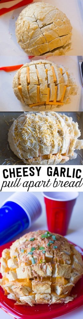 perfect tailgating food- cheesy pull apart bead! Its always a huge hit!