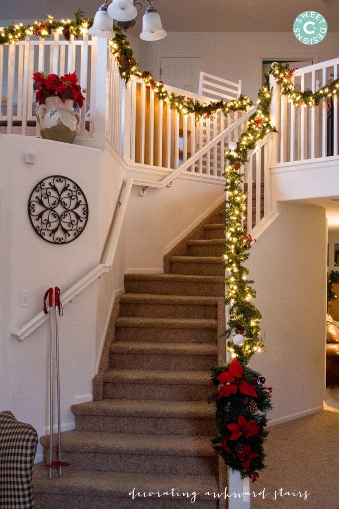 Christmas Home Tour- Staircase and Living Room - Sweet Cs Designs