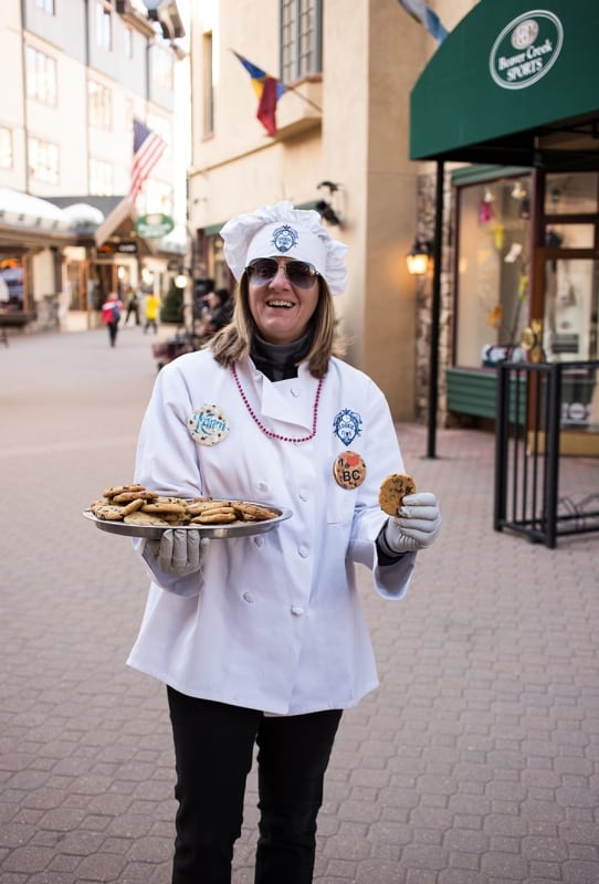 Beaver Creek- everyday chefs pass out their famous chocolate chip cookies through the village!