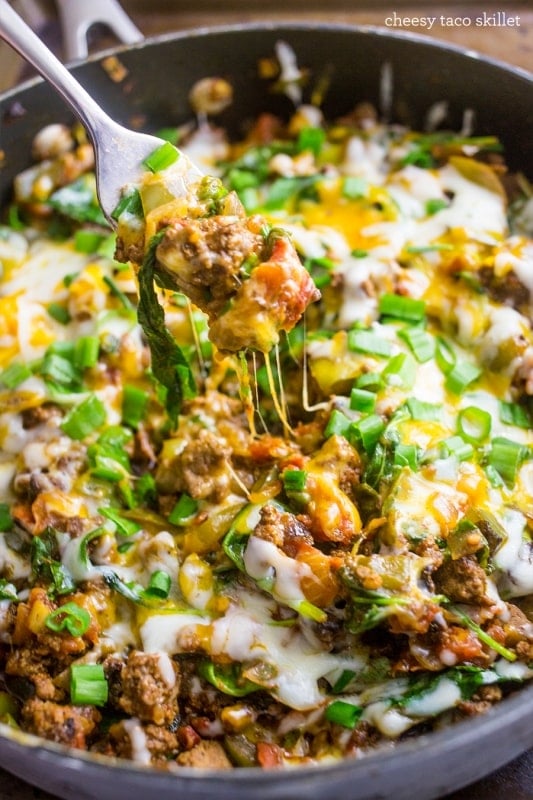 picture of cheesy taco skillet in a pan 