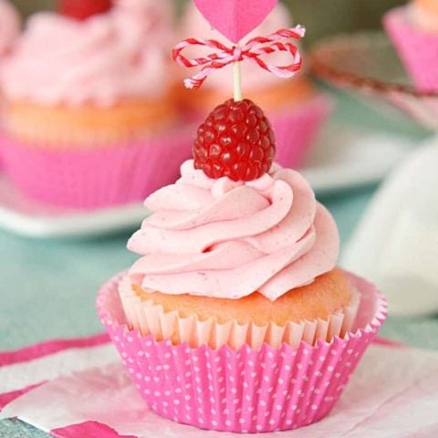 Pink Velvet Raspberry Cupcakes for Valentine's Day.