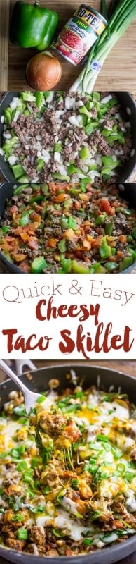 One Pot Cheesy Taco Skillet - Mexican Taco Skillet Low Carb Tacos