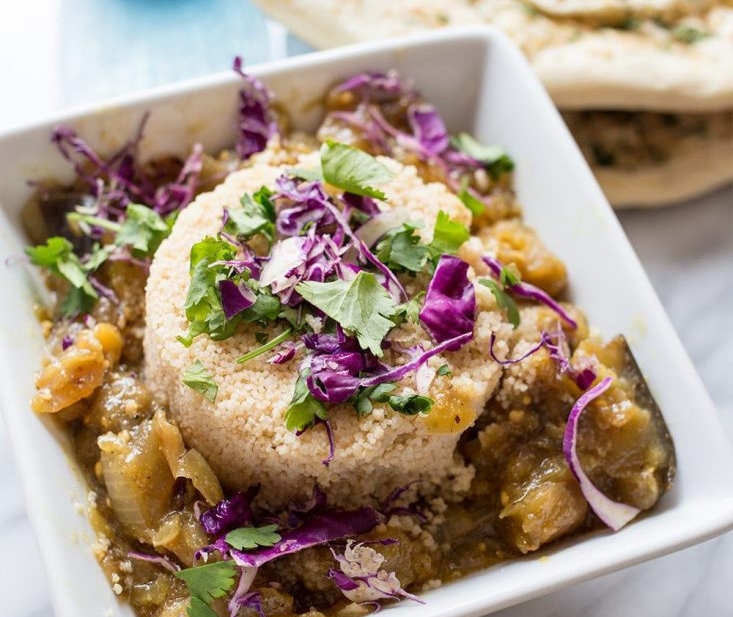Lemon, Olive and Eggplant Vegan Cous Cous