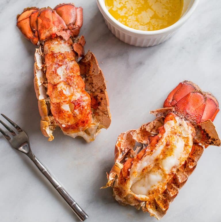 10 Minute Butter Poached Lobster Tails in a Garlic Lemon Cream Sauce