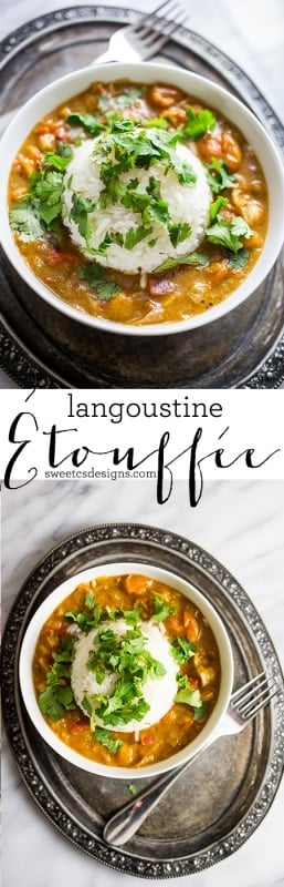 langoustine etouffee- this is a delicious easy dinner that is spicy, rich and so good!
