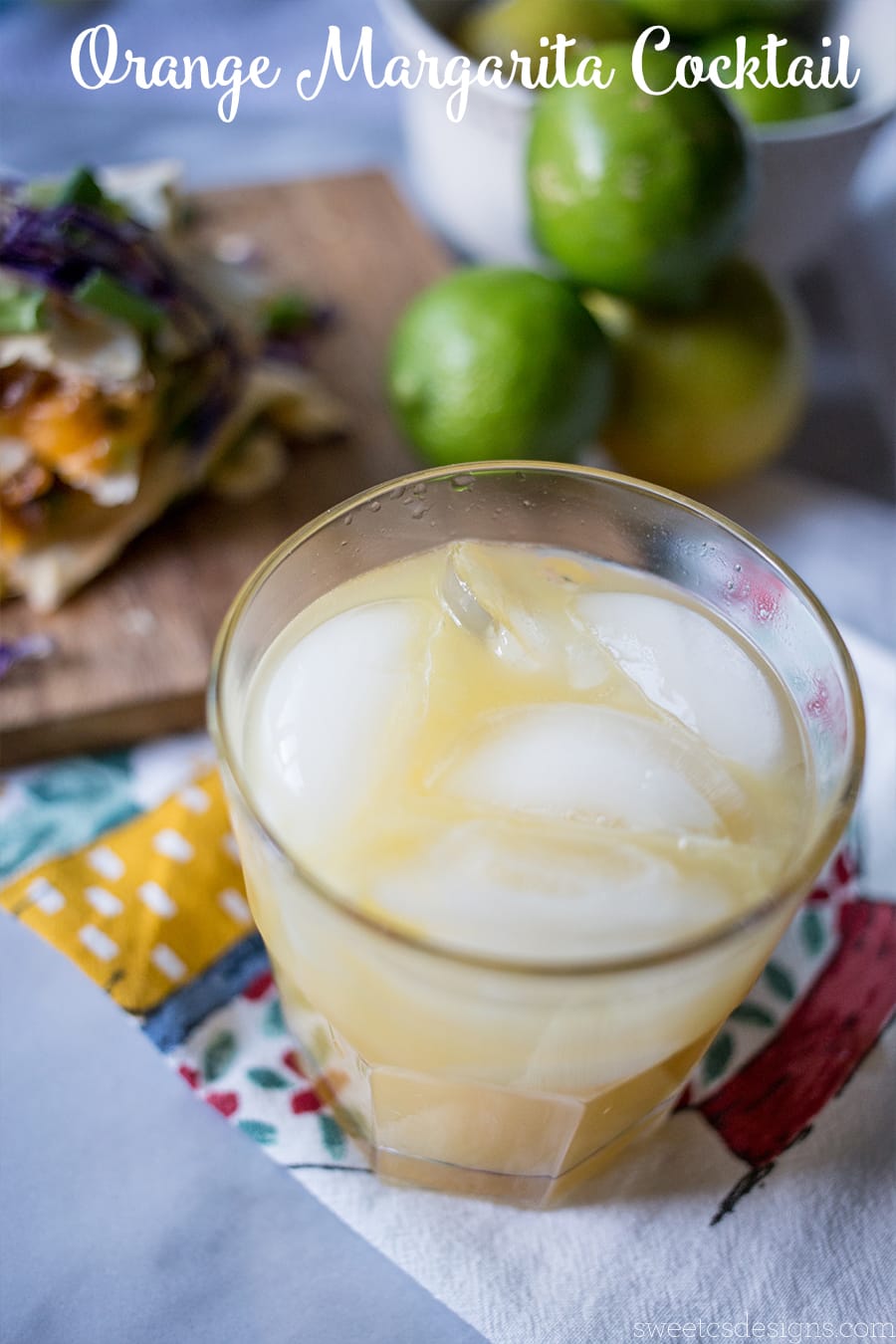 Orange margarita cocktail- this delicious, refreshing margarita is made with orange juice for a festive kick!