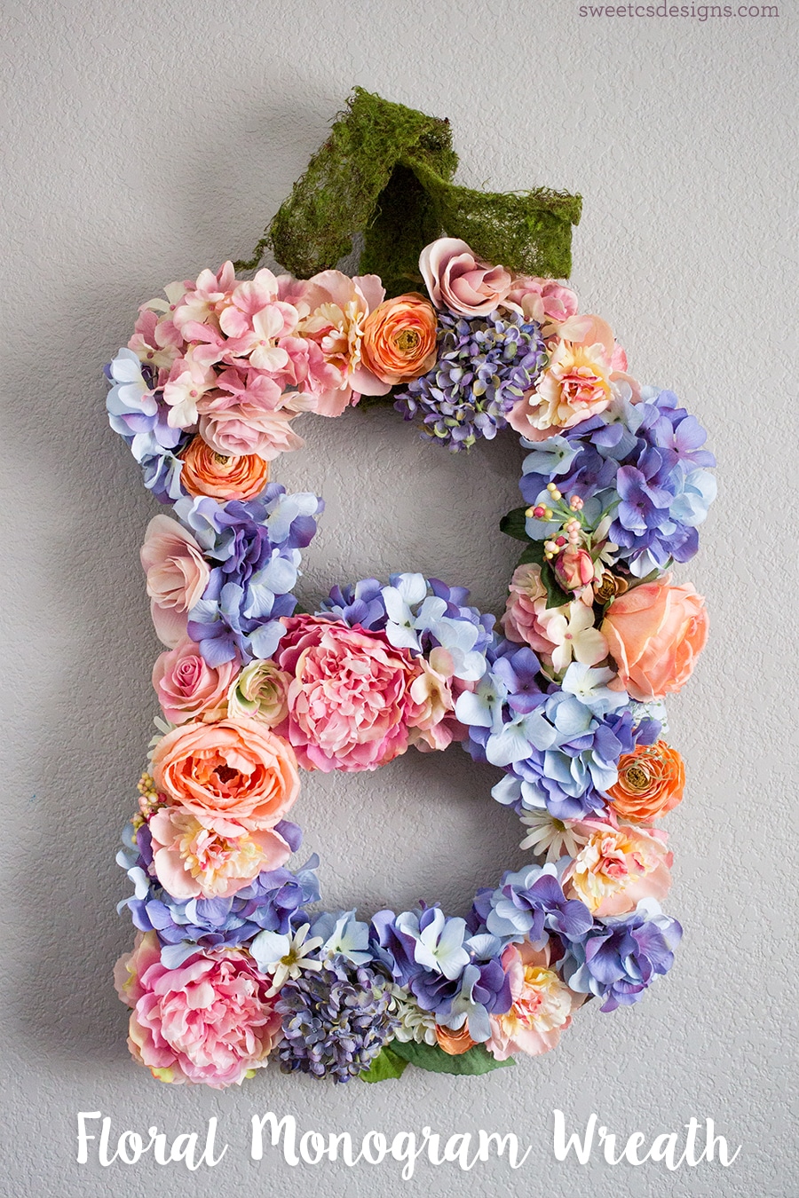 This beautiful floral monogram wreath is quick and easy to make!