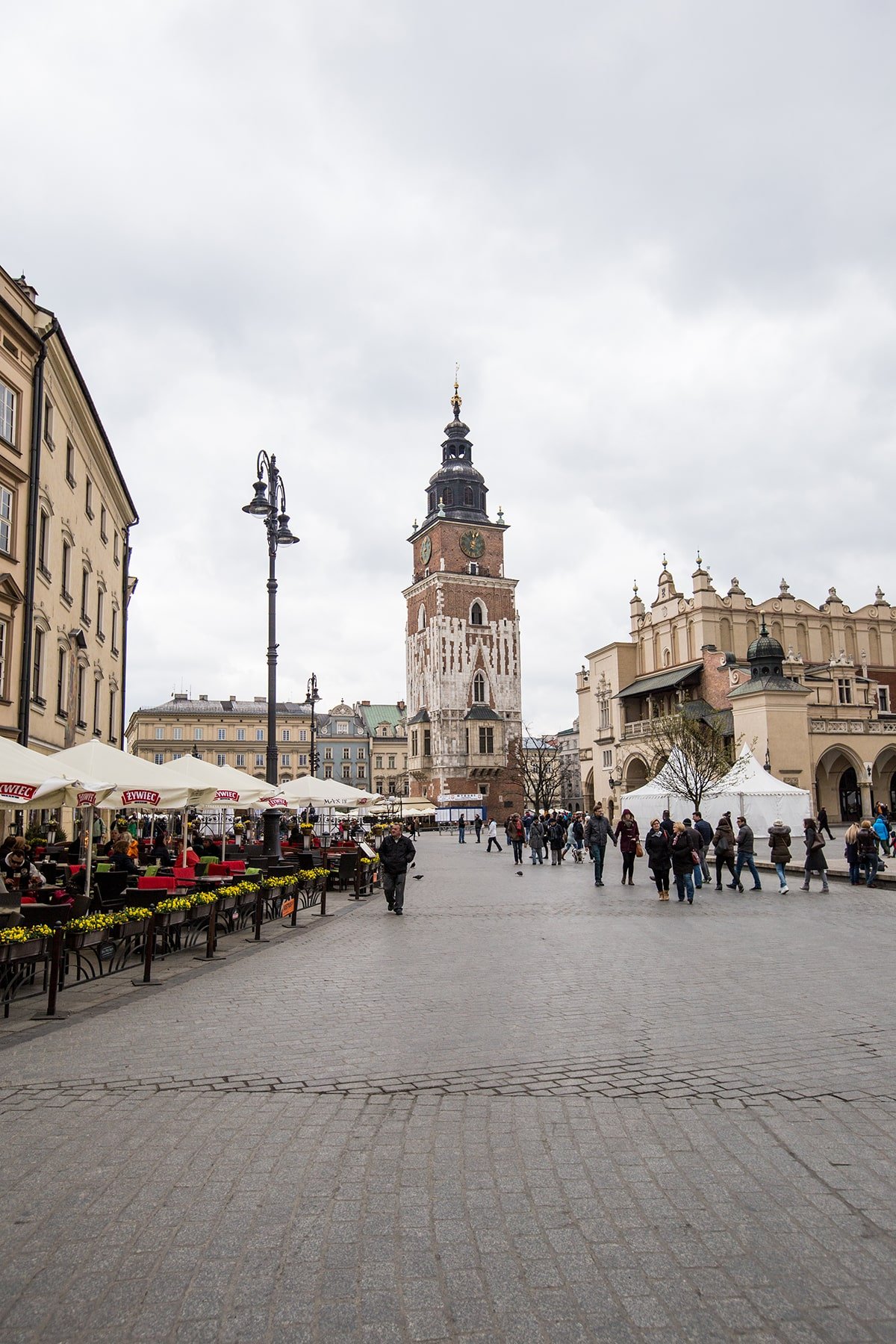 Cafes along Krakows main square