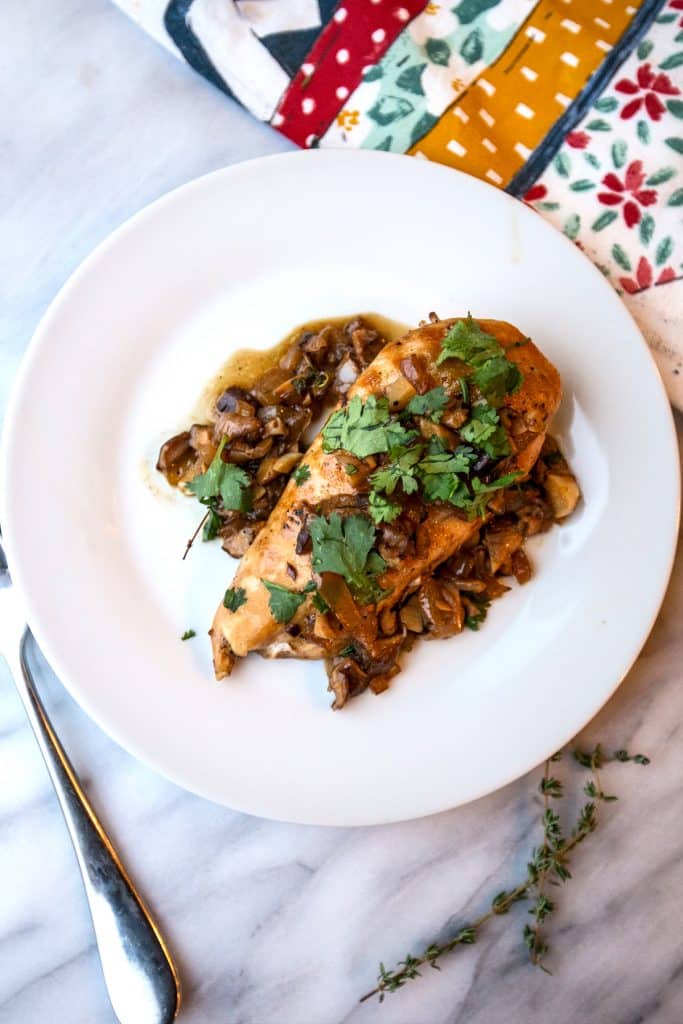 Skillet Chicken with Mushroom and Onion Sauce