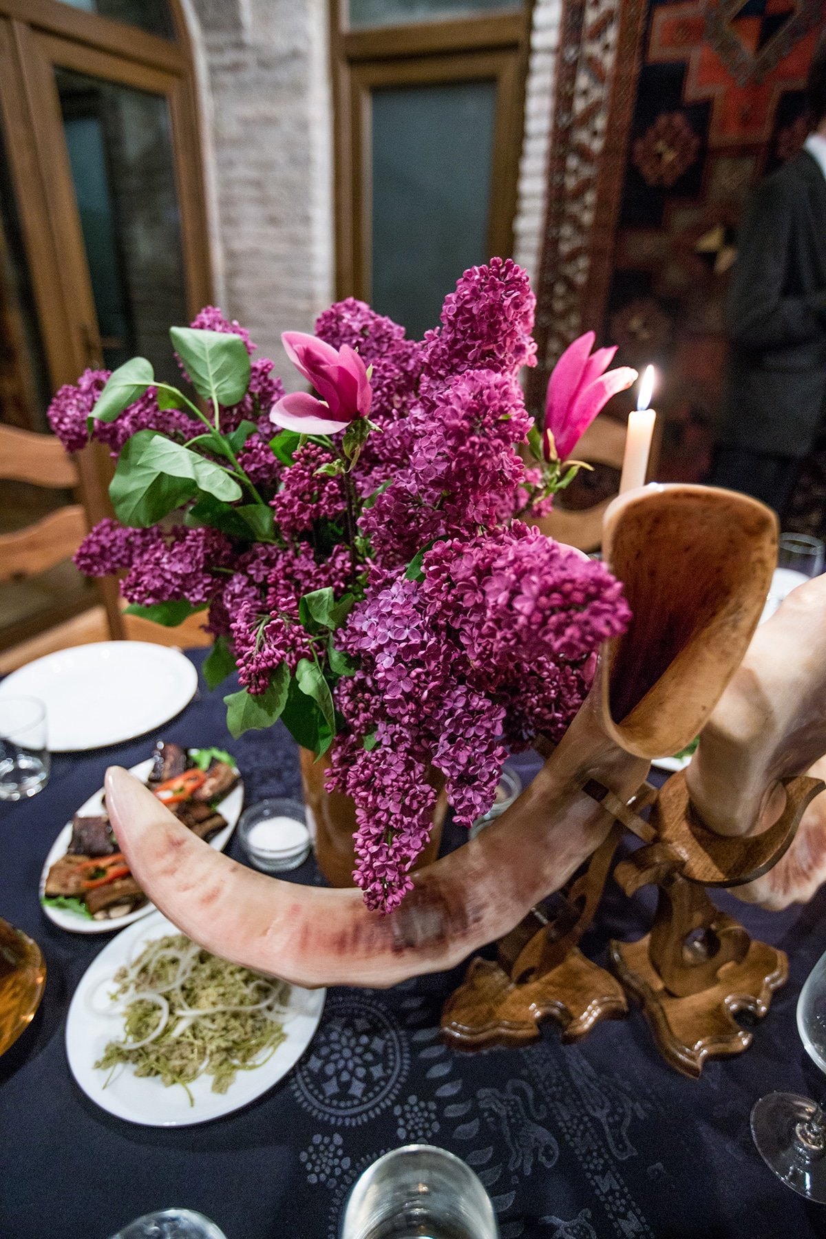 Traditional Georgian wine horn for toasting during supra dinners!