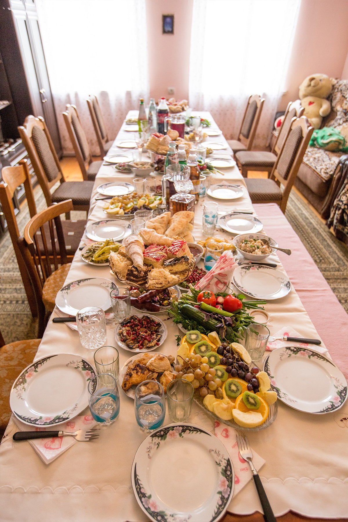 table set with food