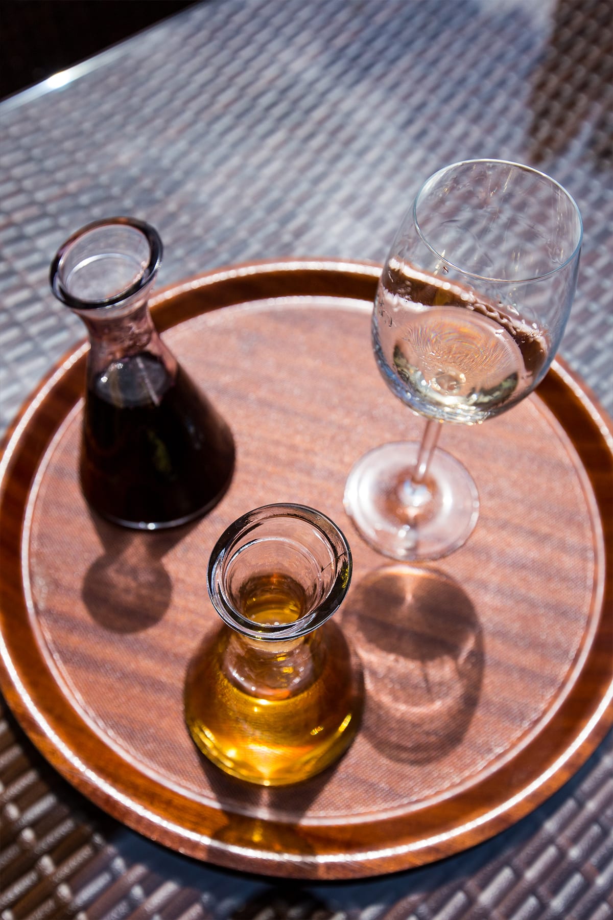 wine in a decanter and glass