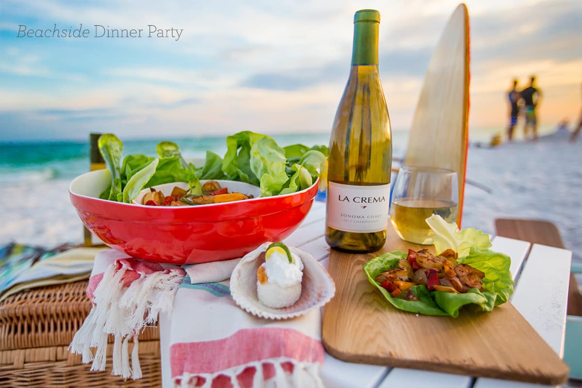 Beachside dinner party- love this easy menu perfect for a dinner party in the sand!