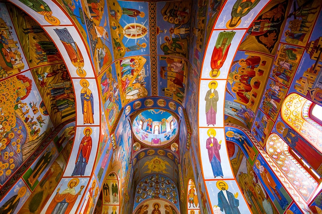 Elaborate icons at the Lurji Monastery, Tbilisi Georgia