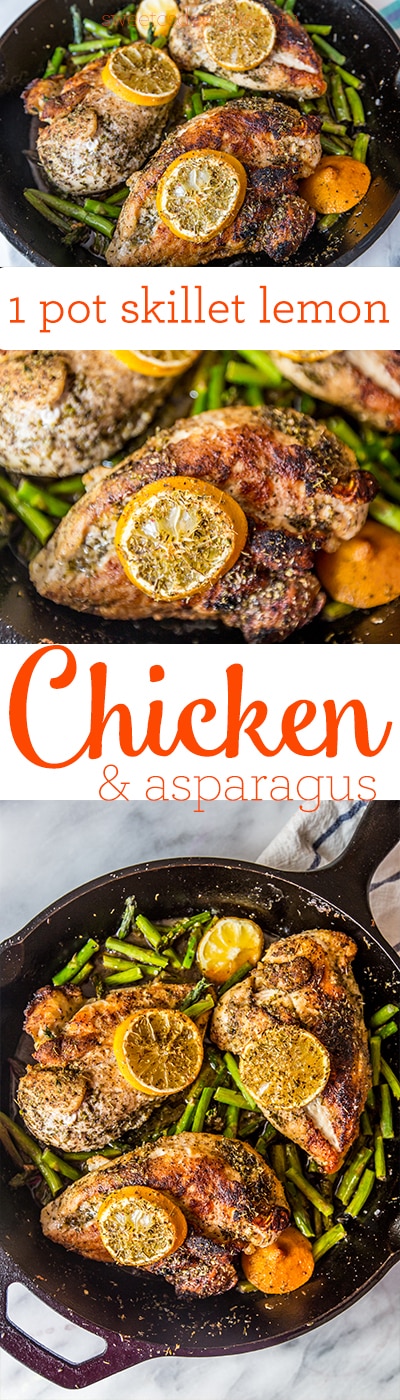 one pot skillet lemon chicken and asparagus- this is such an easy and delicious dish!