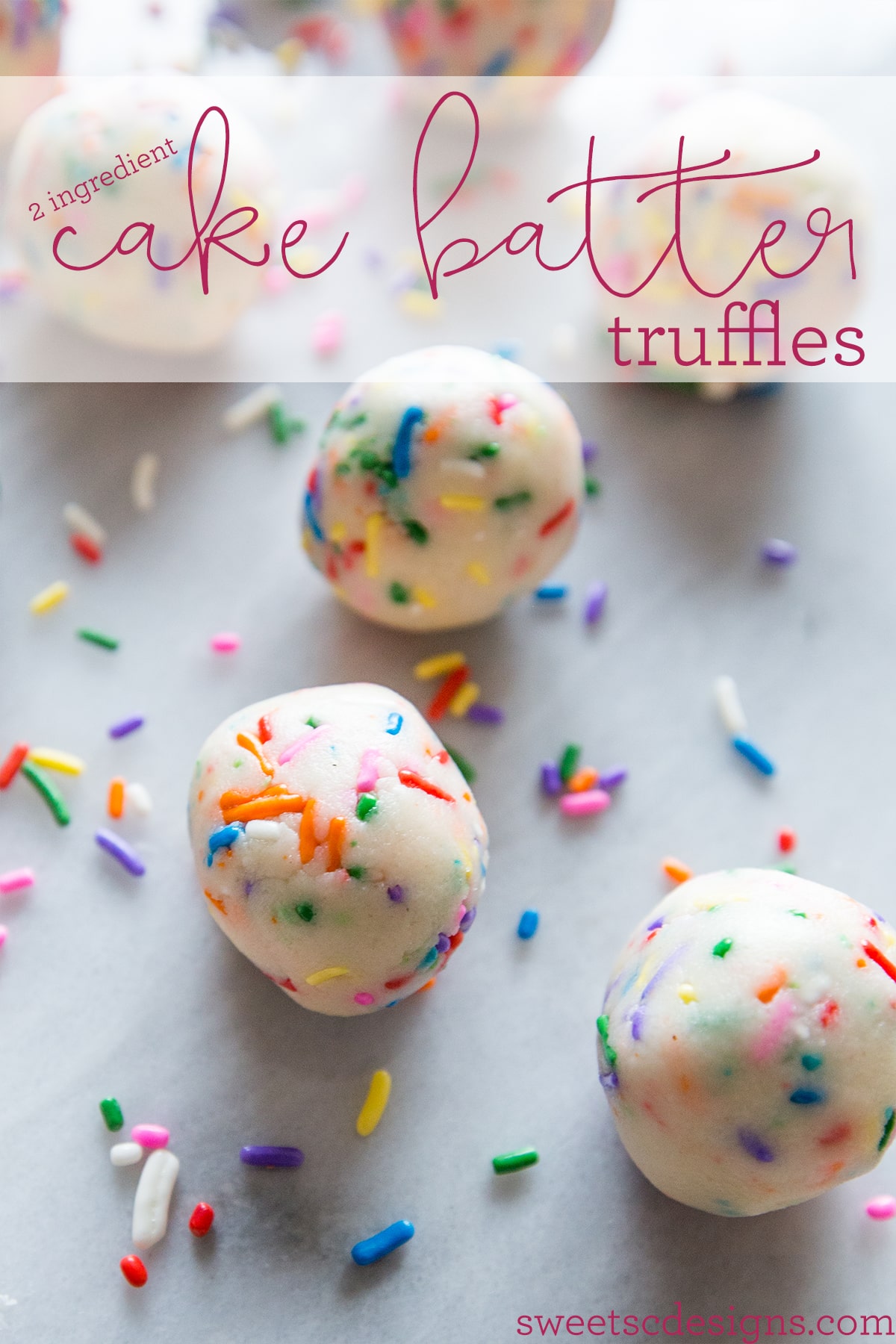 2 ingredient cake batter truffles- these are so easy to make and so good!