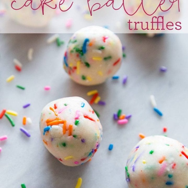 Cake batter truffles with sprinkles.