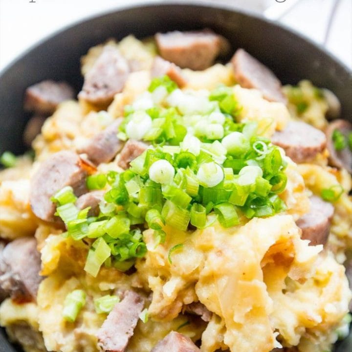 Cheesy Sausage Cabbage and Potatoes