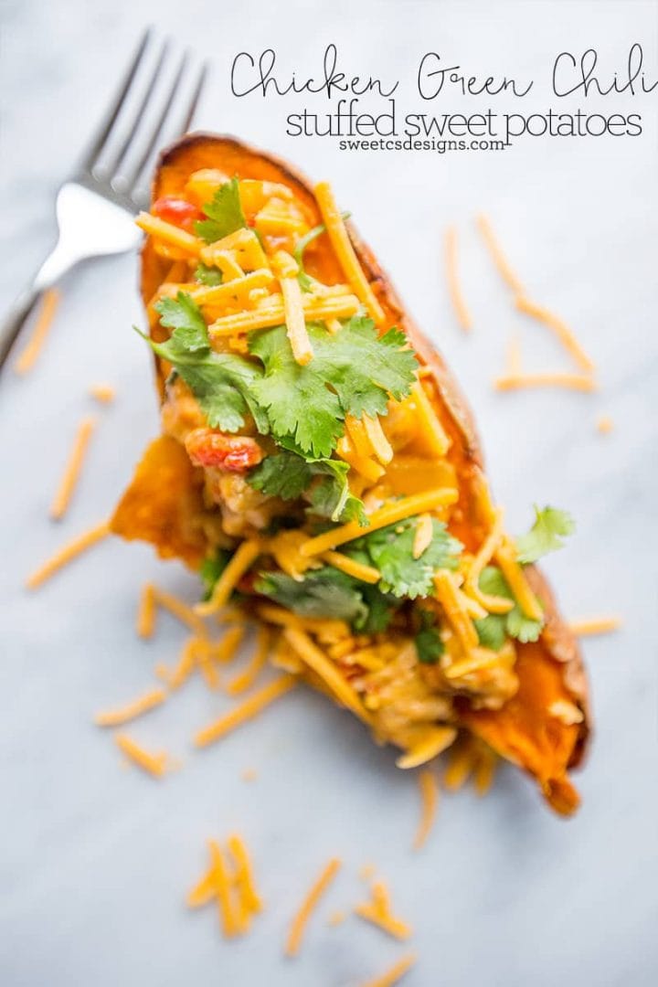 Chicken Green Chili Stuffed Sweet Potatoes