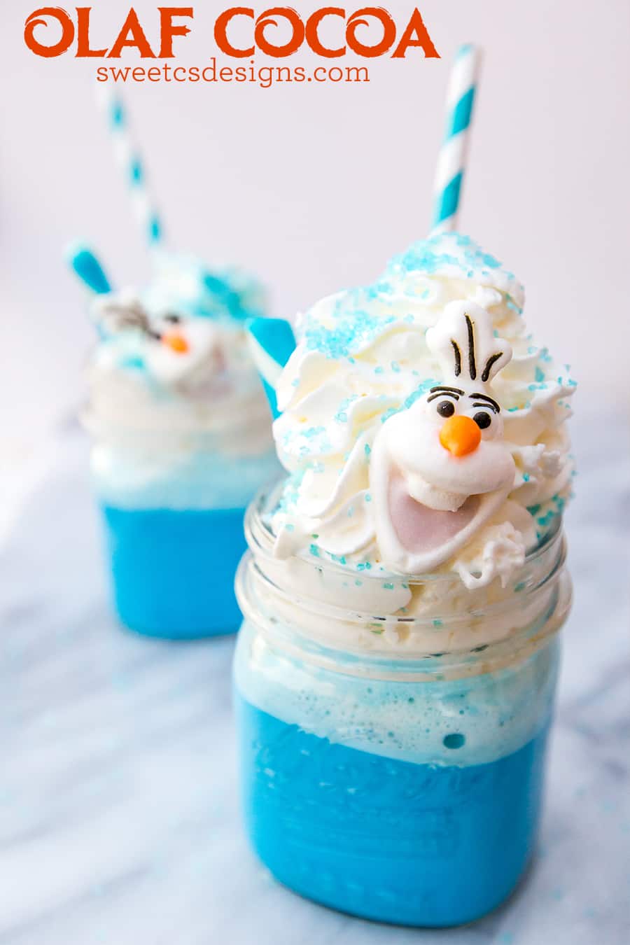 I love this Frozen inspired cocoa- adorned with little Olafs!