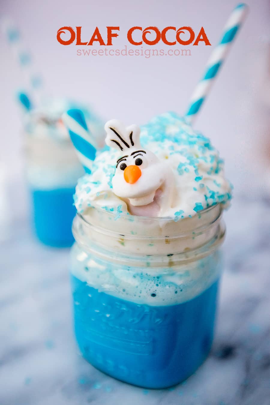 Olaf hot cocoa- i love this blue tinted white chocolate cocoa for winter!