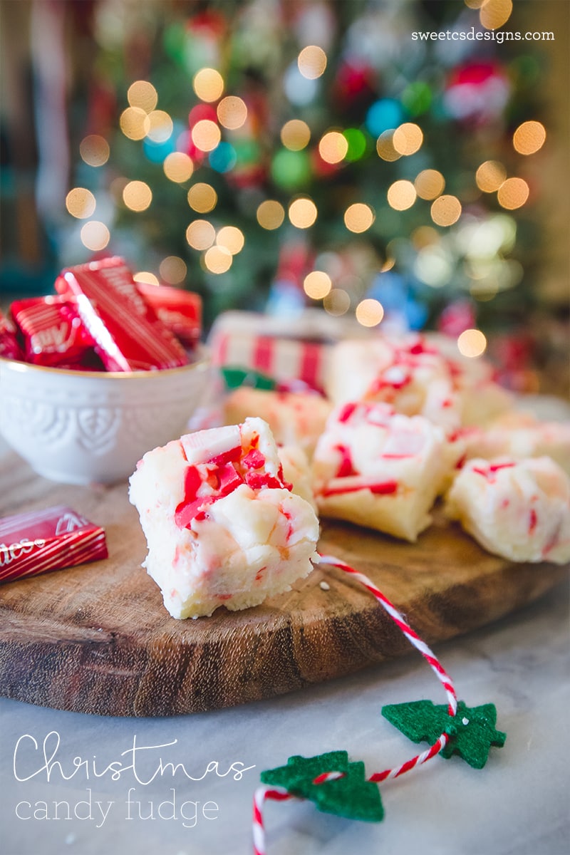 Peppermint Crunch White Chocolate fudge- so delicious and perfect to make as a gift!