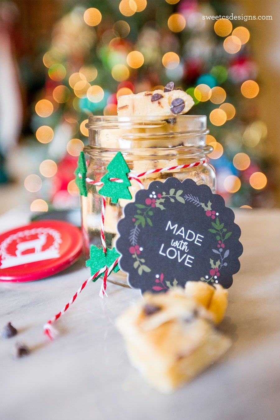 white fudge with chocolate chips in it in a jar