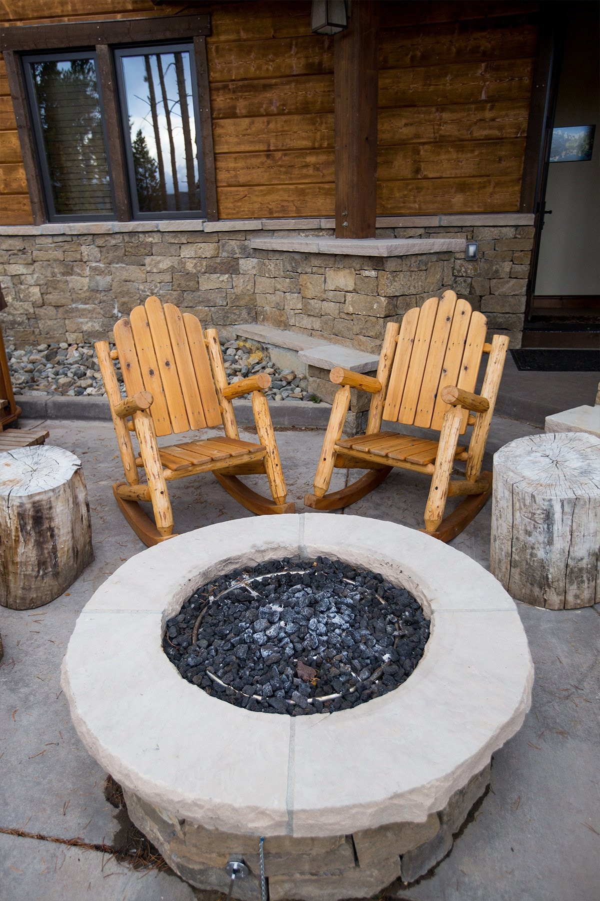 firepit at slopeside manor