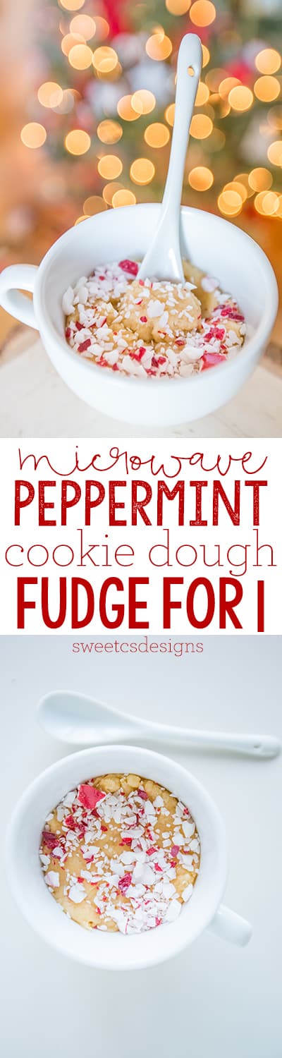 microwave peppermint cookie dough fudge for one- so easy, quick and delicious!