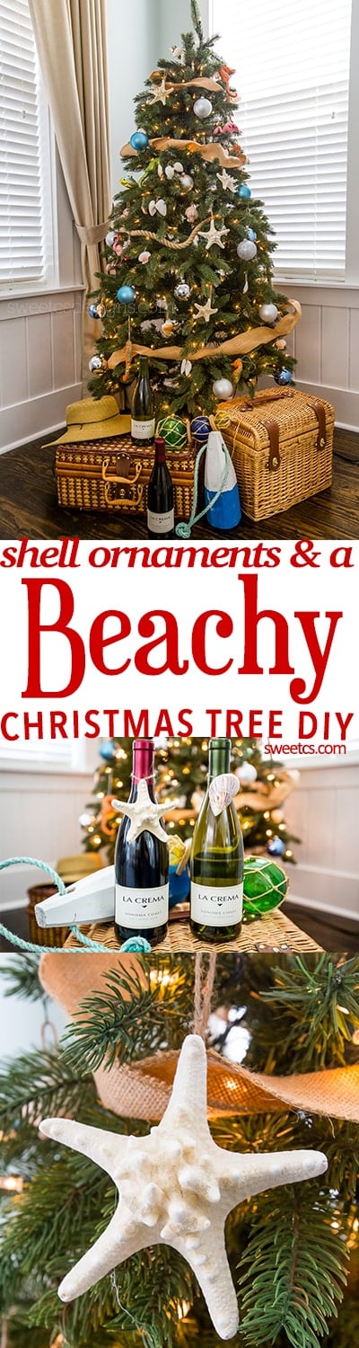 Love this beachy Christmas tree and DIY easy shell ornaments!